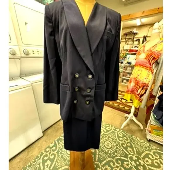 VINTAGE, 2PC- Women's Biz Suit, Navy, Worthington Petite, SZ 14,Work Wear,Office - Picture 1 of 16